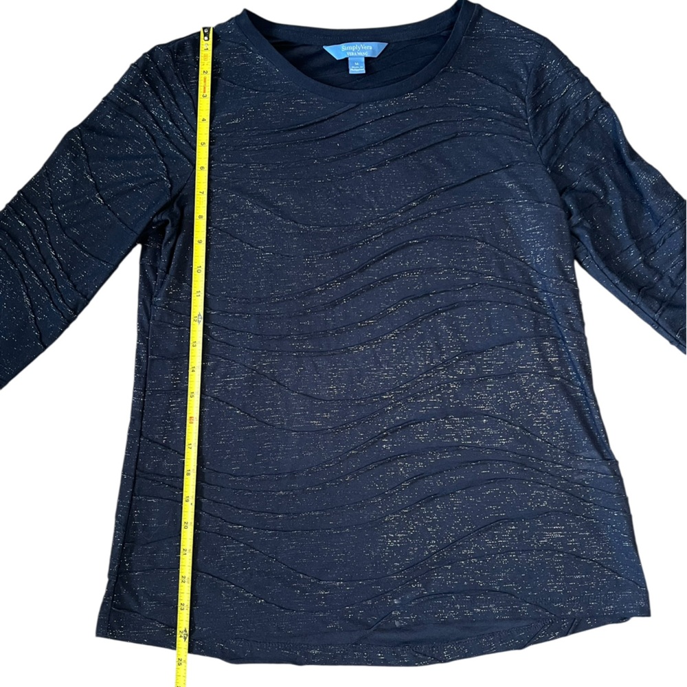 Simply Vera by Vera Wang Textured Navy Blue & Silver Women's Business Casual Med - Picture 5 of 7